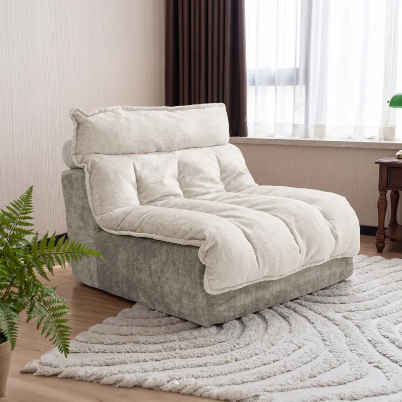 Cloud Sofa Single Seat, Modern Sectional Couch, for Living Room Bedroom and Apartment, Comfy Double Layer Upholstered Seat Cushion, Breathable Chenille Fabric(Beige)