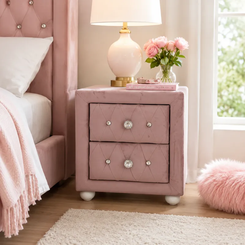 Reggie Pink Fabric Nightstand