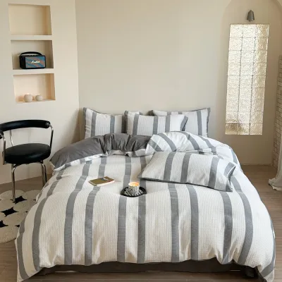 Waffle Jacquard Stripe Microfiber Bedding Set