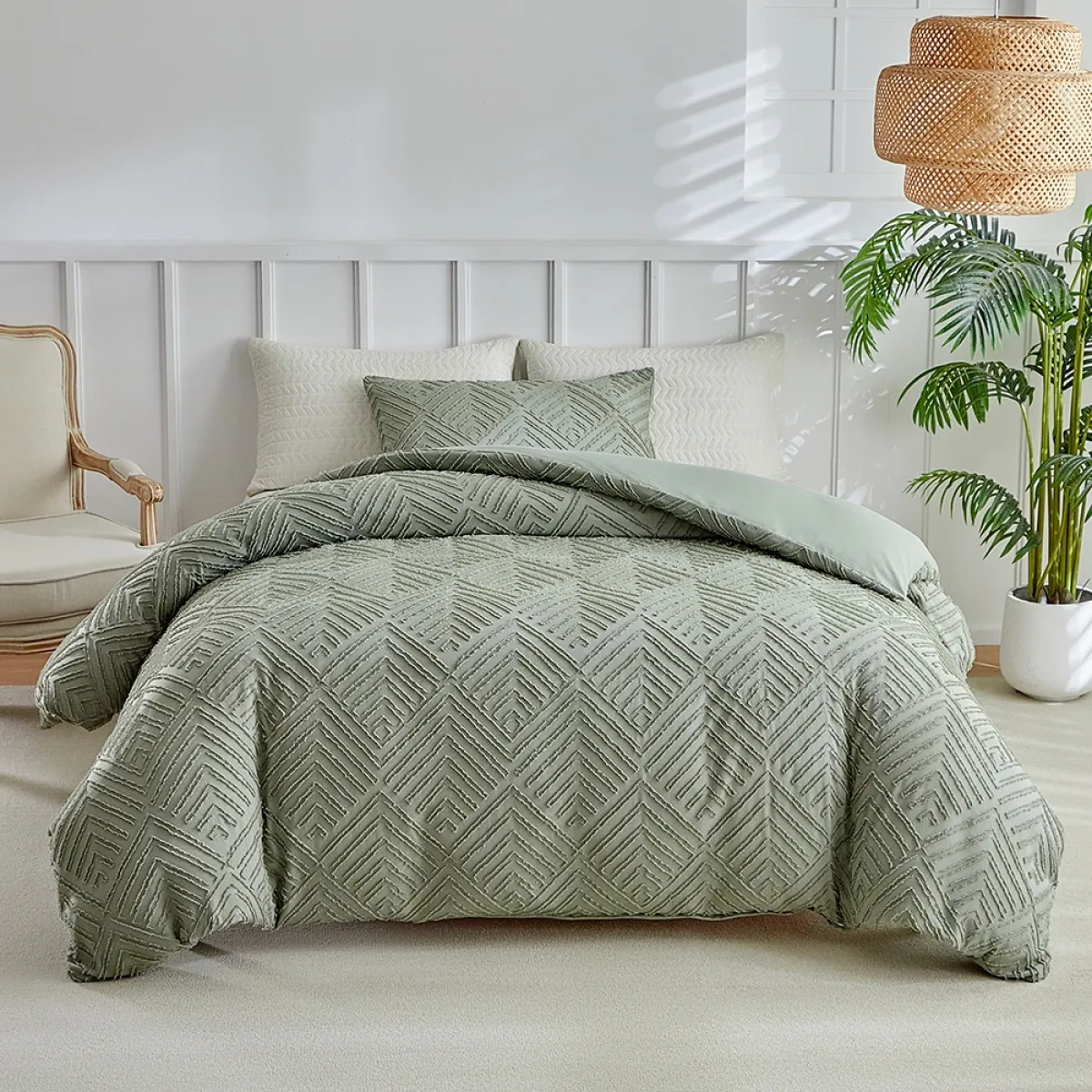 2-3 Pcs Microfiber Duvet Cover Set with Soft Tufted Texture