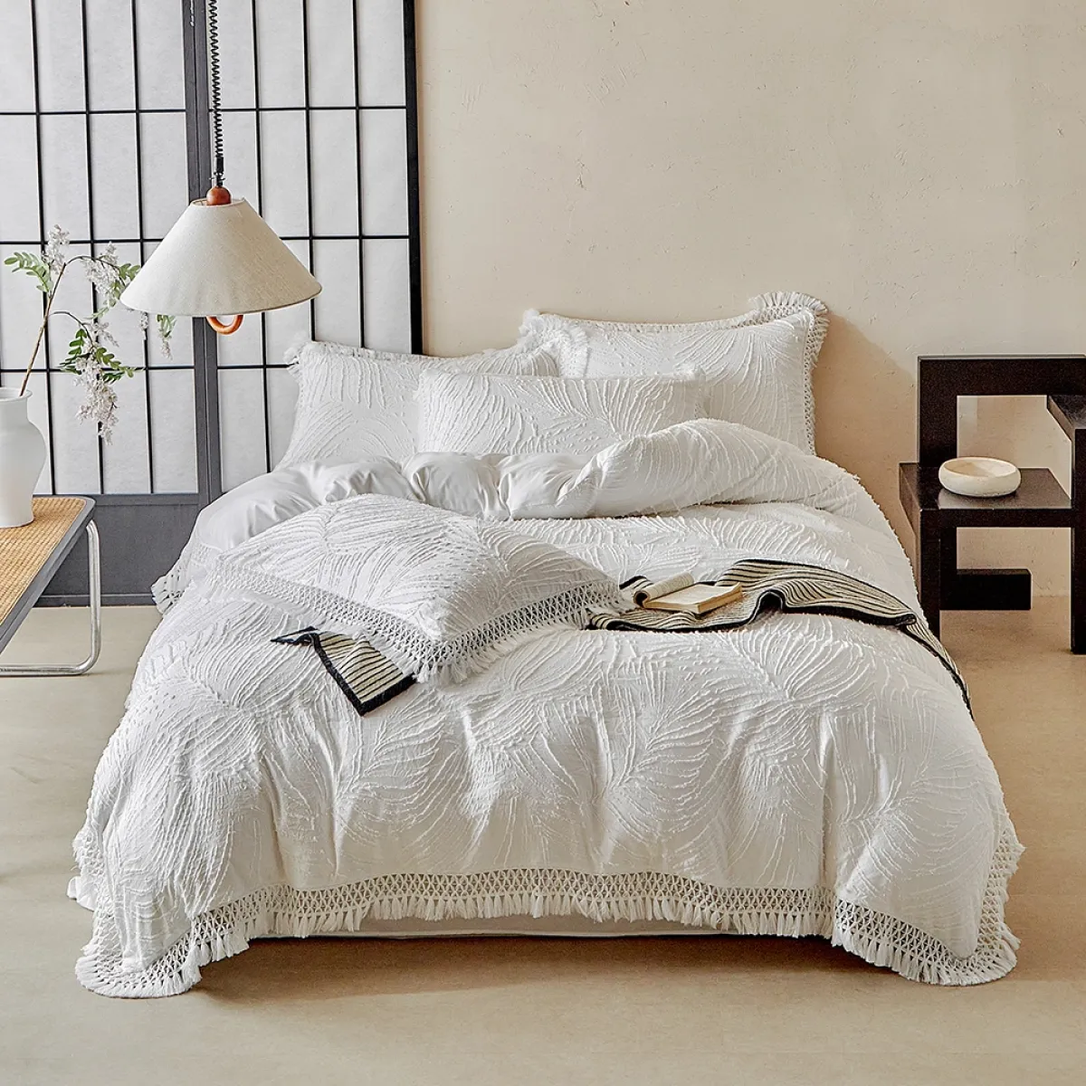 Leaf Clipped Texture Duvet Cover Set, 2-3 Pcs, Twin Full Queen King